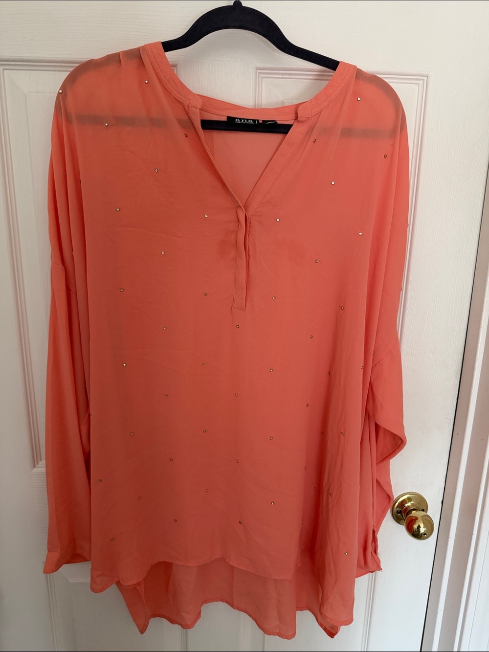 a.n.a Coral V-Neck Tunic with Rhinestone Detail